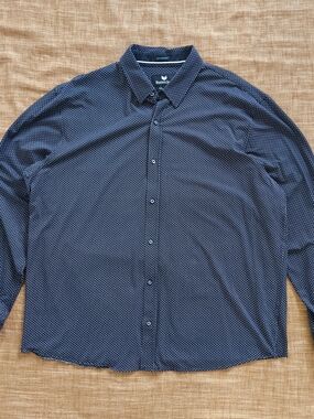 Buttercloth Navy Icy cotton Geometric Microdot Long-Sleeve Dress Shirt Size 3XL